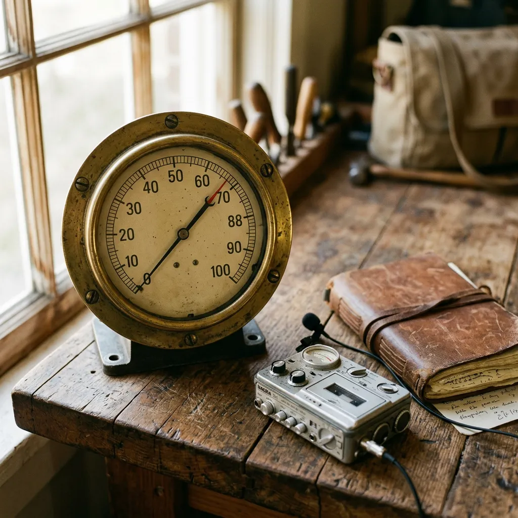 Battery life for in-person recording — vintage analog dial gauge with recorder