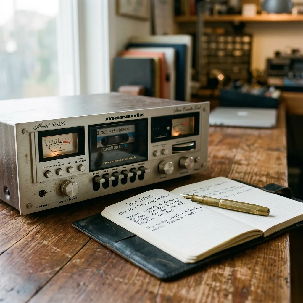 What makes a great AI notetaker — Marantz tape recorder with notebook and fountain pen